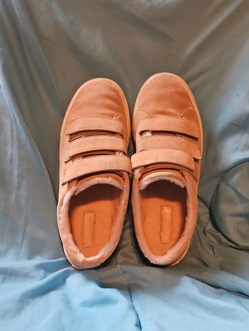 Vince Suede Velcro Sneakers with Fuzzy Lining